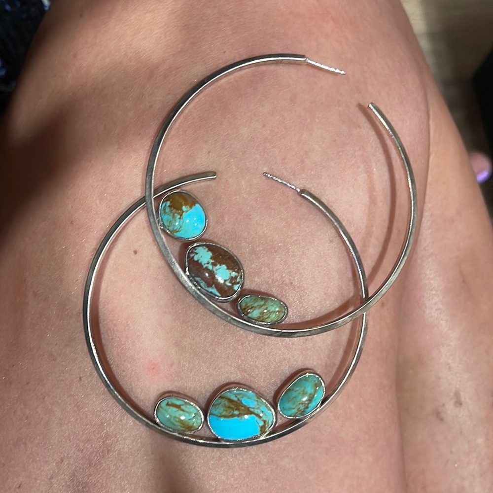 Gorgeous Genuine Turquoise Hoops